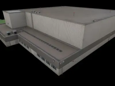 3D Building Low Poly  Low-poly 3D model