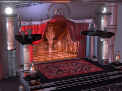 Theater stage with curtain 3D model