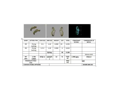 Daimond Earrings 3DM STL OBJ FBX Render Details 3D print model
