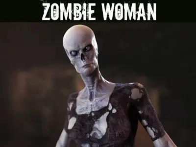 Zombie Woman Low-poly 3D model