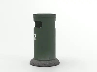 Metal Street Trash Bin 4K PBR Game Ready UV Unwrapped vol 08 Low-poly 3D model
