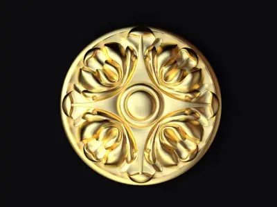 3 types of carved rosettes 3D model
