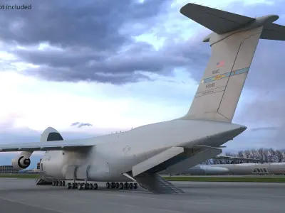  Lockheed C-5M Super Galaxy Military Transport Aircraft Grey with Interior Rigged 