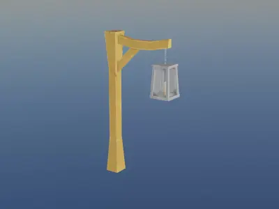 Medieval toon light pole 3D model