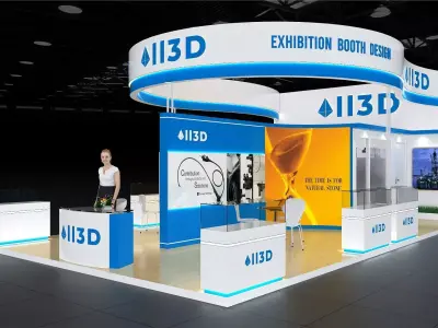 Exhibition Stand Stall Three Side Open 9X6 3D model
