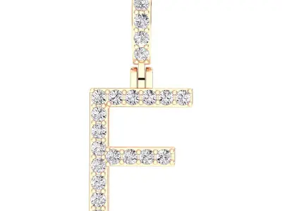 Alphabet F-letter single row pendant 3D print model