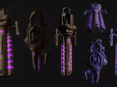 Science Fiction Machine Pillar Low-poly 3D model