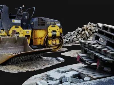 Roadworks Construction Scenery Props 3D Model Pack