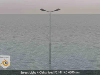 Street Light 4 Galvanized F2 M1 K0 4500mm Low-poly 3D model