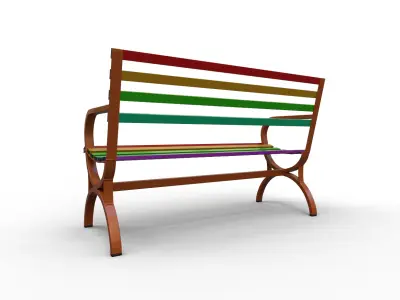 Street Bench Low-poly 3D model