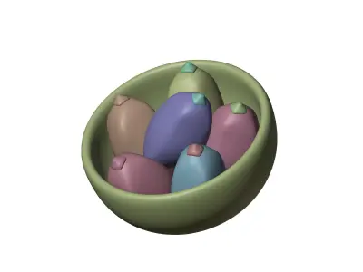 dates in bowl Low-poly 3D model