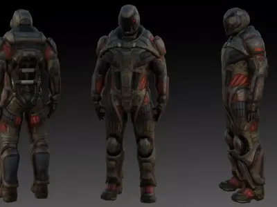 Futuristic Soldier 3D Model High-Quality Rigged Low-poly 3D model