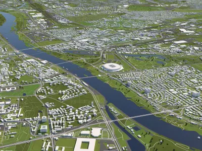 Warsaw Poland 50x50km 3D City Map 3D model