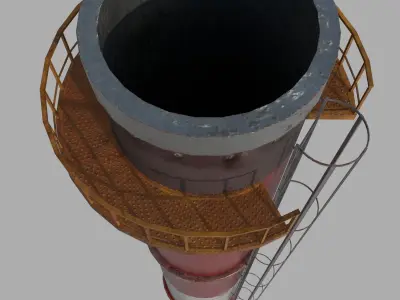 Industrial Chimney  Low-poly 3D model