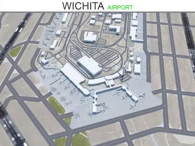 Wichita Airport 10km Low-poly 3D model