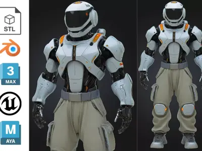 Game-Ready Sci-Fi Android Character Low-poly 3D model