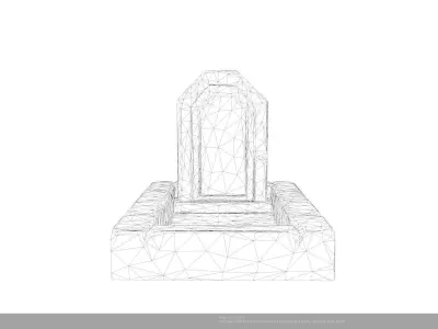 Stylized Cartoon Grave with Ornate Headstone Low-poly 3D model