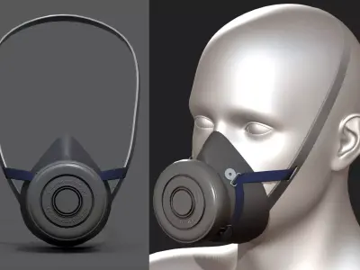 Gas mask respirator military combat protection futuristic  Low-poly 3D model