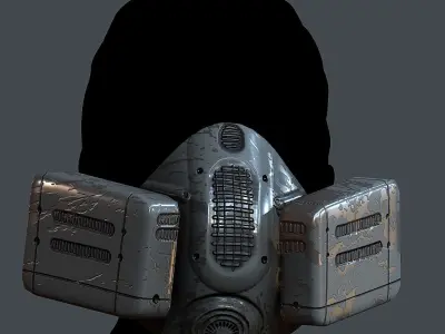 Gas mask helmet 3d model scifi Low-poly  Low-poly 3D model