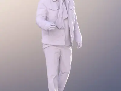 Phil 11317 - Old Man Walking Outdoors Fall Winter Low-poly 3D model