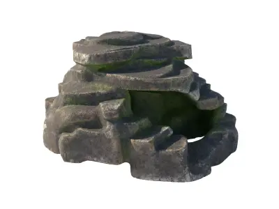 moss rock steps  Low-poly 3D model