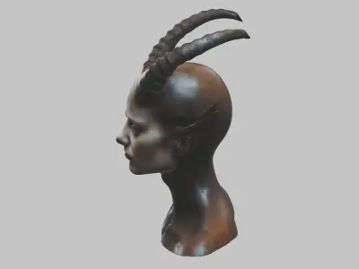Demon Woman ALien HEad Bust Low-poly 3D model