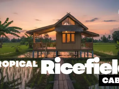 Tropical Ricefield Cabin - Home at Weekend Series 3D model