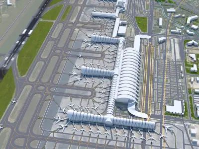 Chengdu Shuangliu International Airport 15km Low-poly 3D model