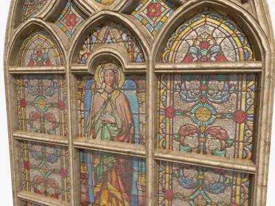  Stained Glass Window Low-poly 3D model