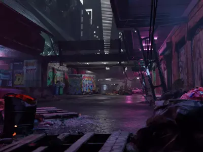 Cyberpunk Exterior Scene v3 3D model