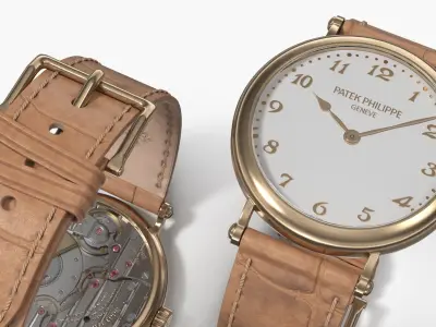  Patek Philippe Calatrava Gold Wristwatch Beige Strap 