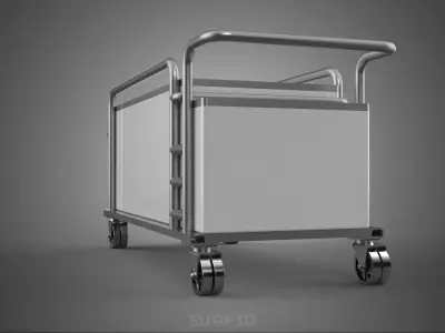 CLOTHES HAMPER BIN LAUNDRY HOSPITAL HOTEL CART TROLLEY BASKET 3D model