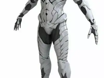 Futuristic White Armor Suit Black Accents 3D Sci-Fi Character Low-poly 3D model