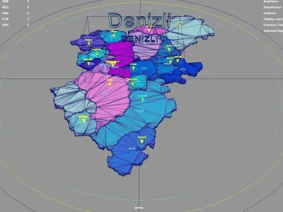 Denizli  Aegean Region  Turkey map region geography political 3D model