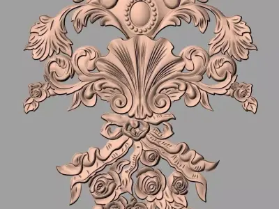 European style flower 3D relief STL Model for cnc engraving E097 3D model
