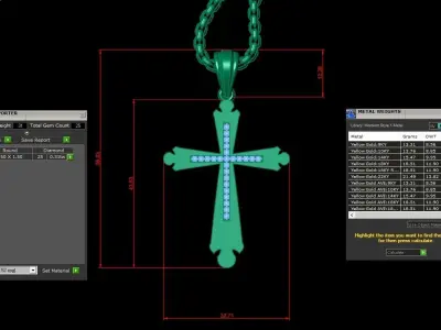 High Cross Pendant Light Gold 18K 3CP031 3D print model