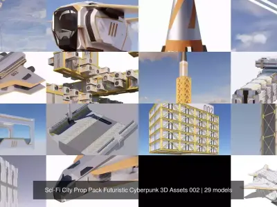 Sci-Fi City Prop Pack Futuristic Cyberpunk 3D Assets 002
