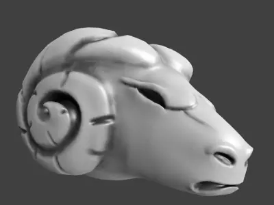 Stone Ram Head Free low-poly 3D model