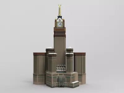 Abraj Al Bait Towers Low Poly Textured 3D Model  Low-poly 3D model