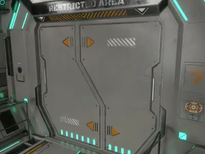 Sci-Fi Modular Corridor with Door Ver 2 Low-poly 3D model