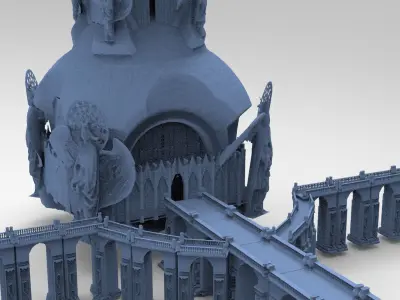 Angelic Holy Tower 2 With Holy bridges  3D model