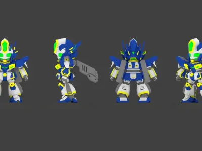  Super Mecha 12 - Wedzenger of Code Name 13TIK Low-poly 3D model