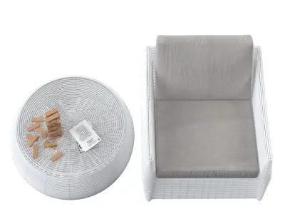 Rattan furniture white 3D model