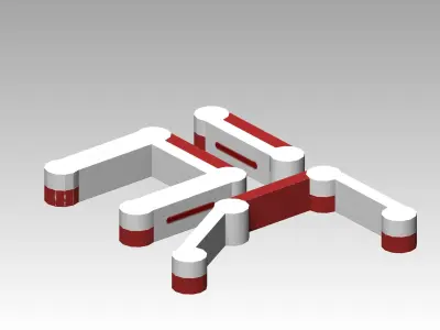 Red-white modular box barrier Low-poly 3D model