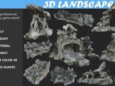Low poly Fantasy Cave 02 Low-poly 3D model