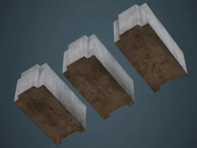 Concrete Barrier 5B Low-poly 3D model