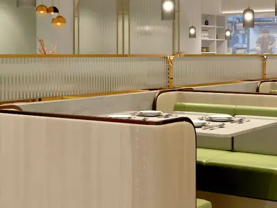 restaurant interior 3D model 2