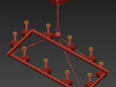 Brass 10 Light Chandelier 3D model