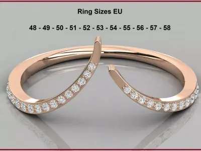 Diamond Ring 3dm stl renders details with 11 ring sizes 3D print model