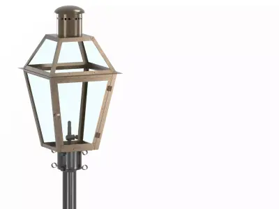 French Quarter Post Mount Gas Lantern 3D model